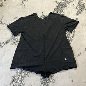 Free People Movement Hot Shot Tee Romper Womens Size L Black Relaxed Pockets